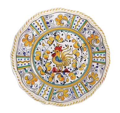 Rooster Yellow Dinner Plate by Le Cadeaux
