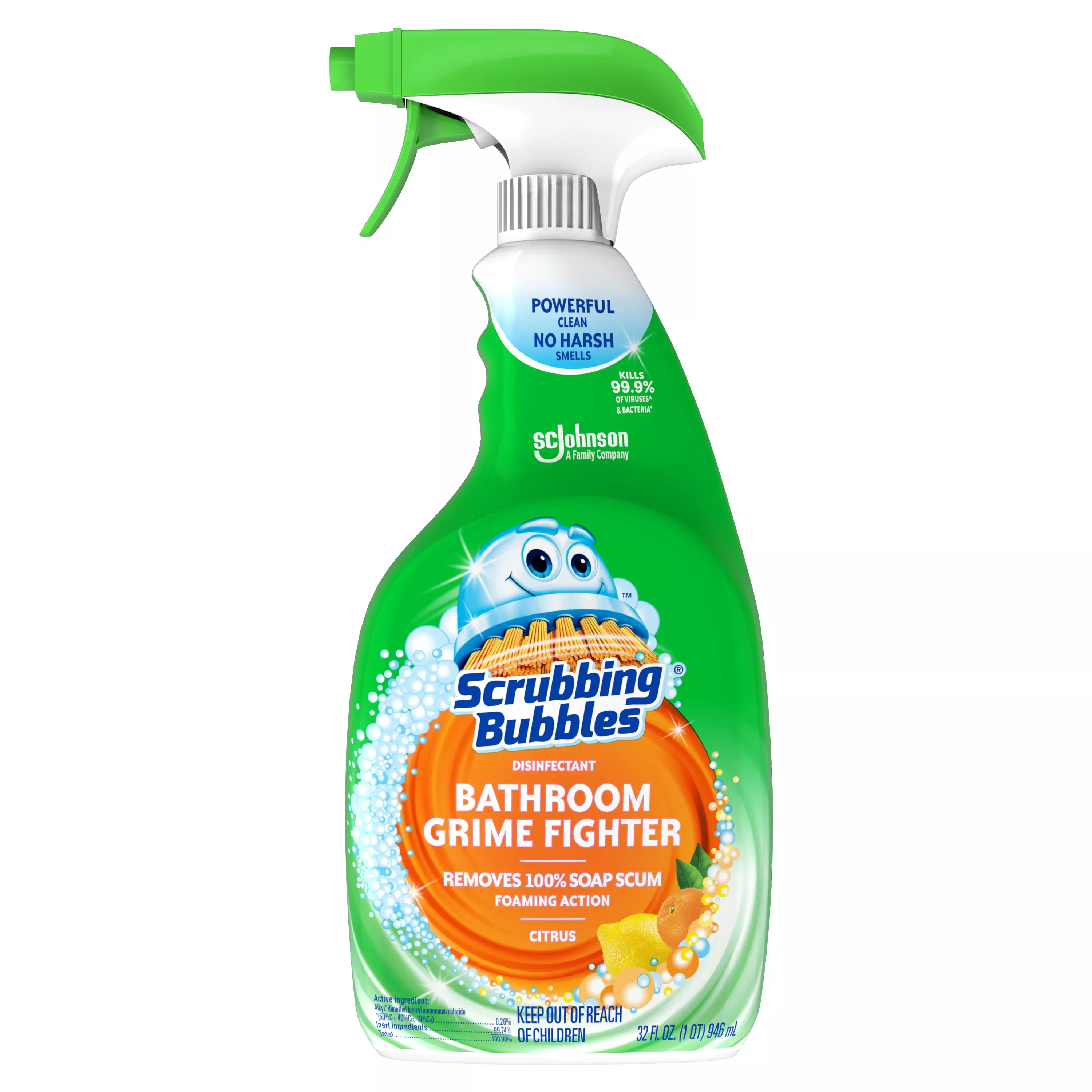 Scrubbing Bubbles Disinfectant Bathroom Grime Fighter, Spray, Citrus, 32 FL OZ
