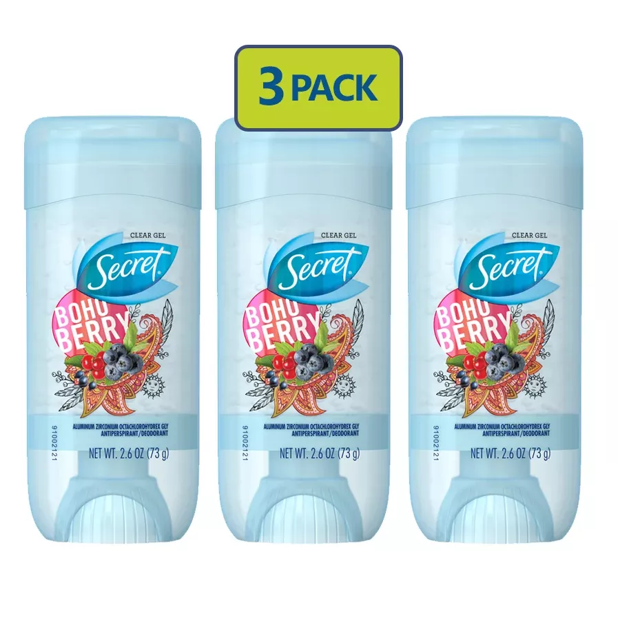 Secret Clear Gel Antiperspirant 2.6 oz Stick "3-PACK"