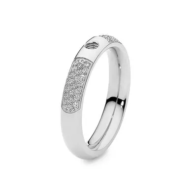 Size 5 Silver with Crystals Deluxe Basic Small Interchangeable Ring by Qudo Jewelry