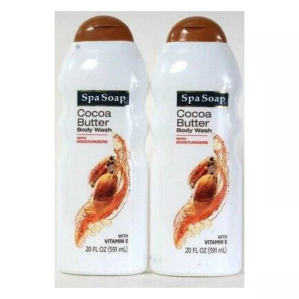 Spa Soap 20 Oz Cocoa Butter With Vitamin E Moisturizing Body Wash "2 Pack"