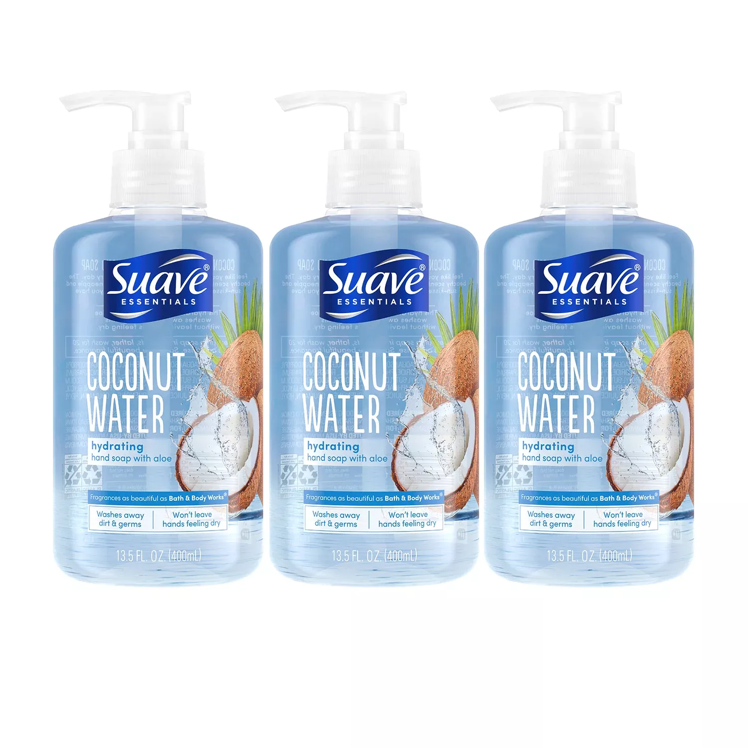 Suave Essentials Hydrating Liquid Hand Soap Coconut Water 13.5 oz "3-PACK"