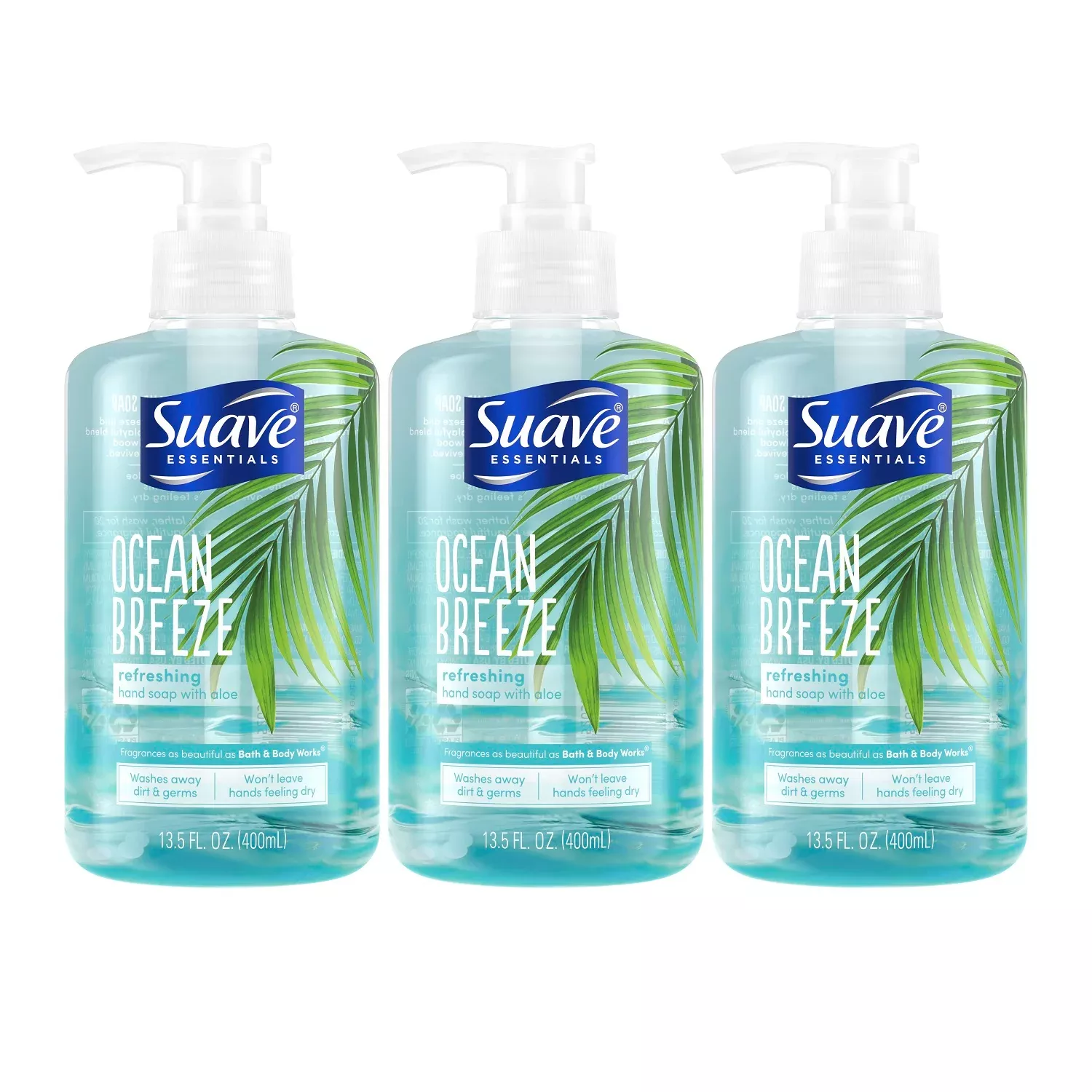 Suave Essentials Hydrating Liquid Hand Soap Ocean Breeze 13.5 oz "3-PACK"