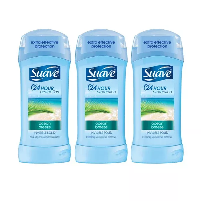 Suave Ocean Breeze Invisible Solid Deodorant & Antiperspirant 2.6 oz "3-PACK"