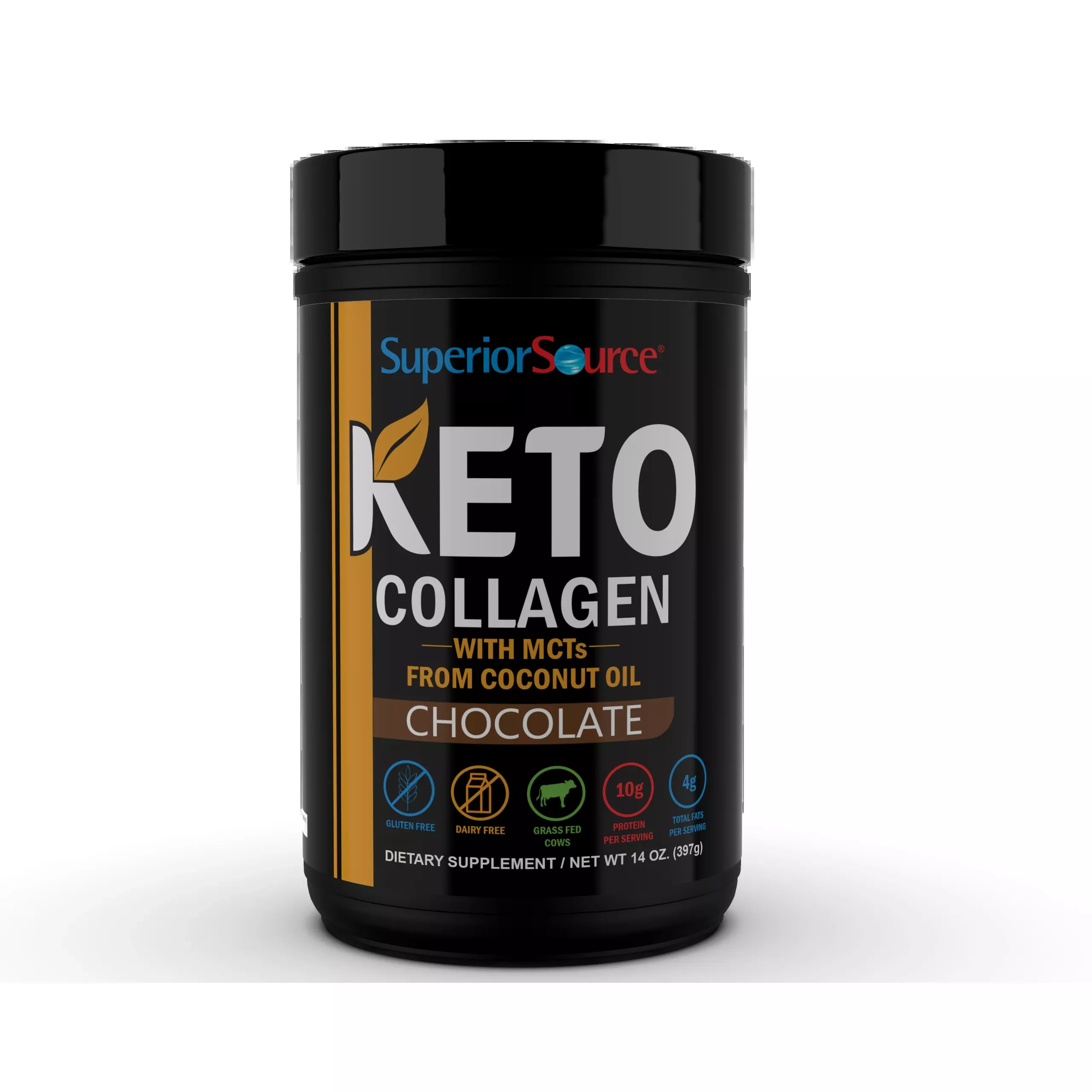 Superior Source Keto Collagen Powder with MCTs, Chocolate, 14 oz