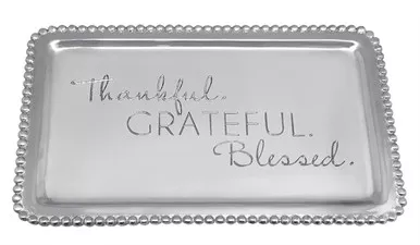 "Thankful, Grateful, Blessed" Beaded Buffet Tray by Mariposa
