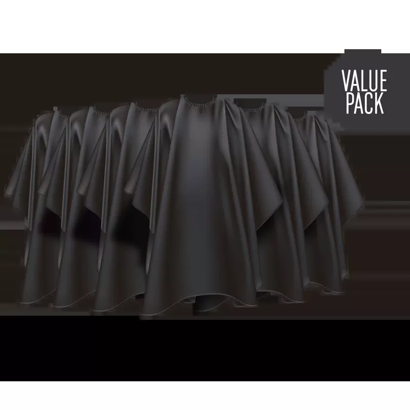 Wahl Value Pack Polyester Cutting Cape Black 6 Pack = 5 + 1 WP3012