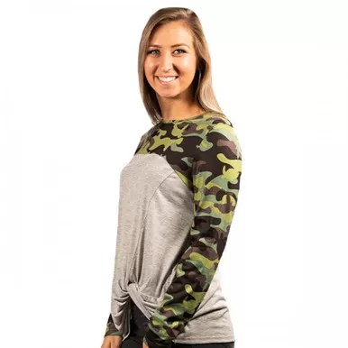 Xlarge Camo Knot Top by Simply Southern