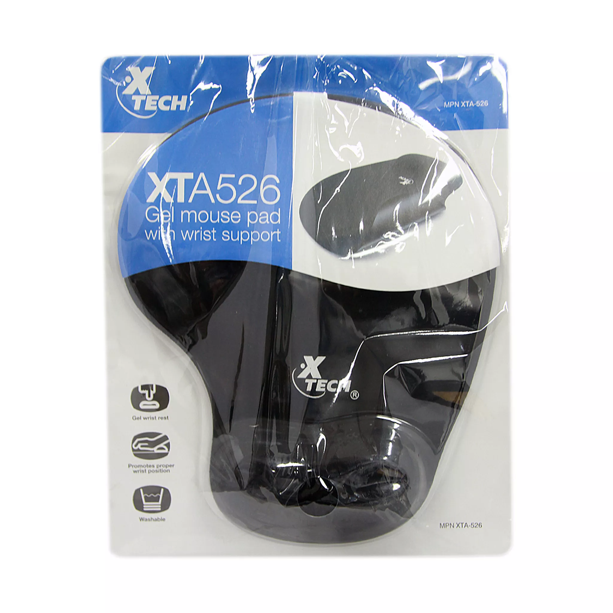 XTech Mouse Pad With Wrist Pillow-Black-ETA-526
