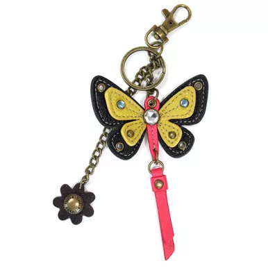 Yellow Butterfly with Flower Mini Key Chain by Chala