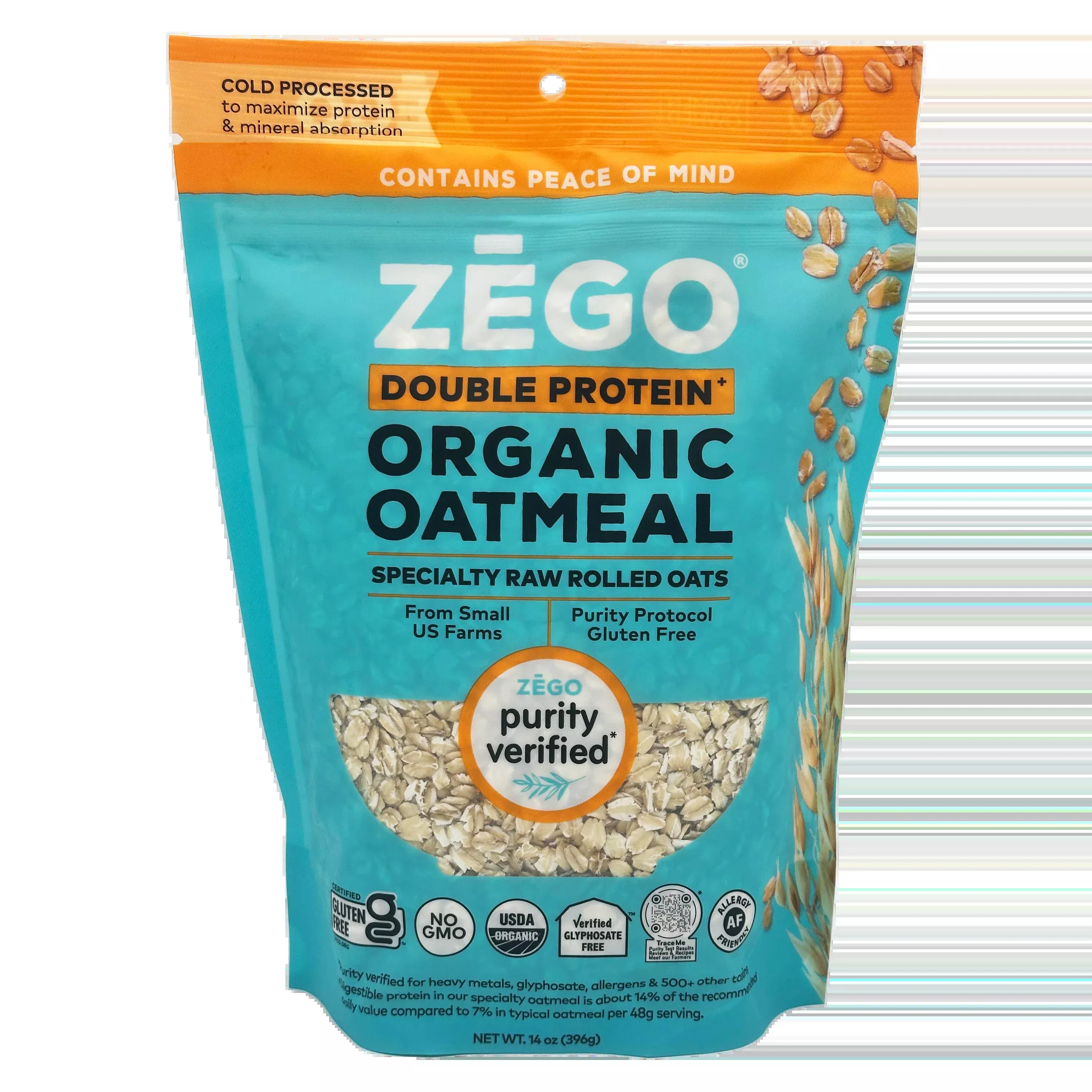 Zego Organic Double Protein Oats 14 oz. Bag